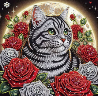Diamond Painting Katze im Mondscheinlicht